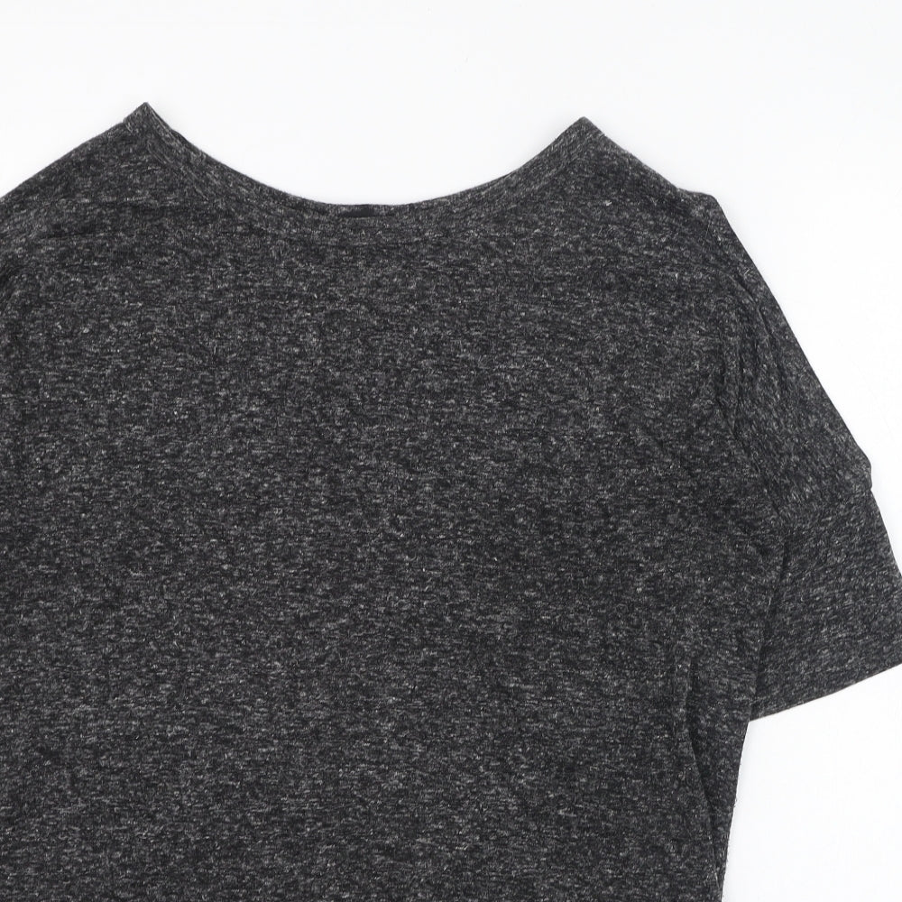 New Look Womens Grey  Polyester Basic T-Shirt Size 12 Round Neck