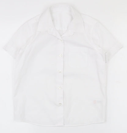 Dunnes Girls White  Polyester Basic Button-Up Size 5-6 Years Collared Button - School wear