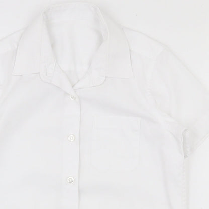 Dunnes Girls White  Polyester Basic Button-Up Size 5-6 Years Collared Button - School wear