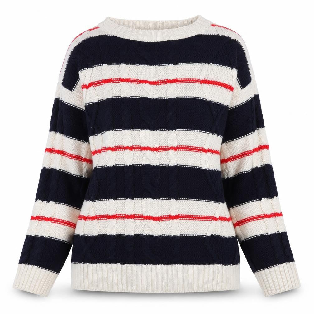 Grace Womens Multicoloured Round Neck Striped Acrylic Pullover Jumper Size S