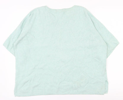 F&F Womens Green V-Neck  Viscose Pullover Jumper Size M