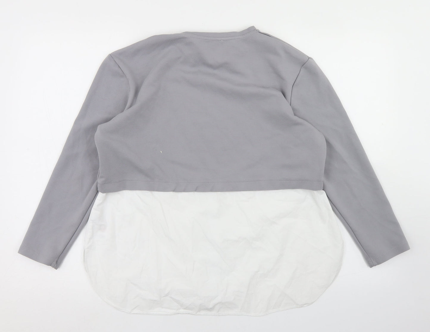 Gallery Womens Grey  Viscose Basic Blouse Size M Round Neck