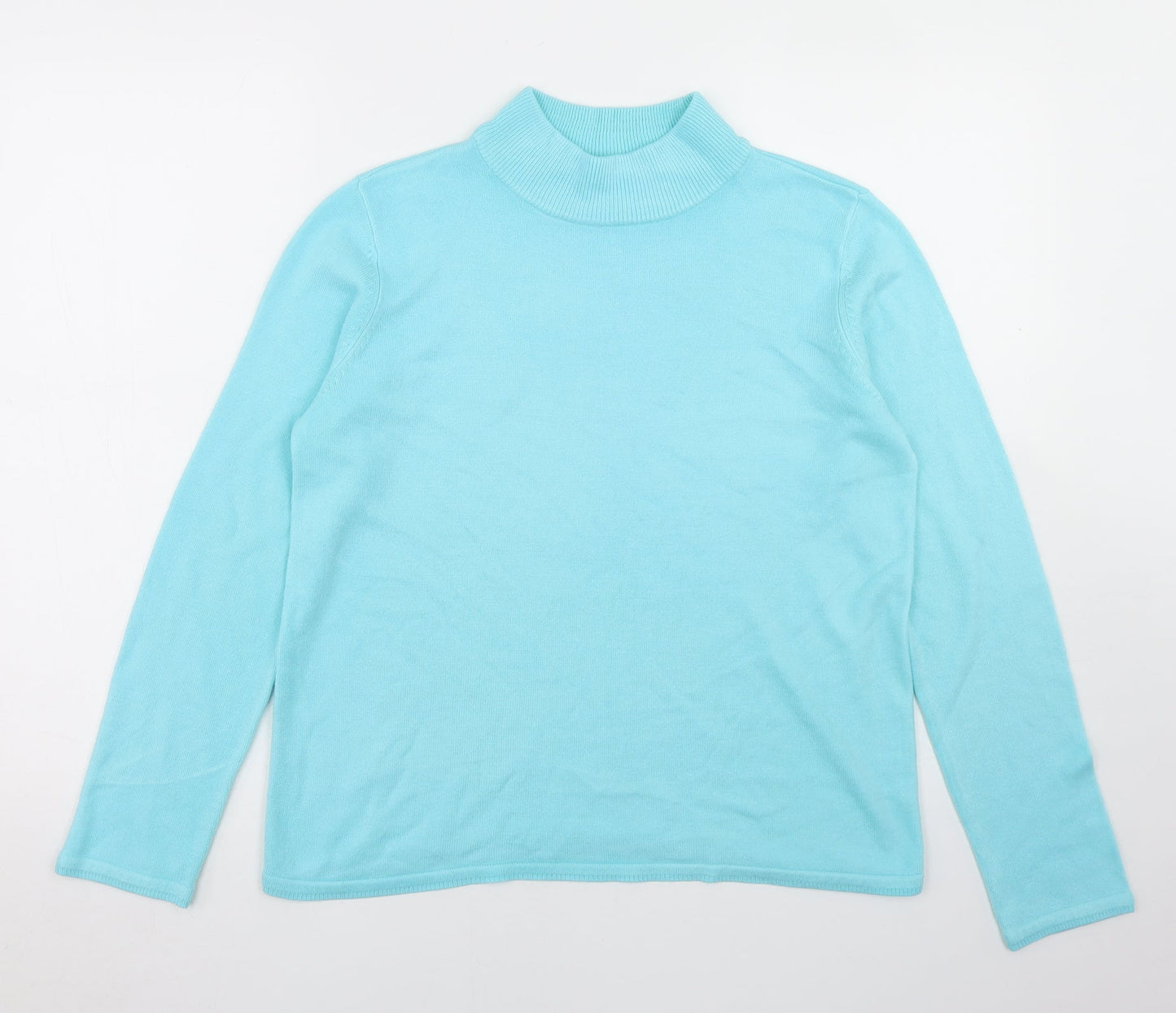 BM Womens Blue Mock Neck  Acrylic Pullover Jumper Size S