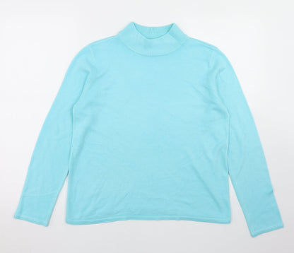 Bonmarché Womens Blue Mock Neck Acrylic Pullover Jumper Size S