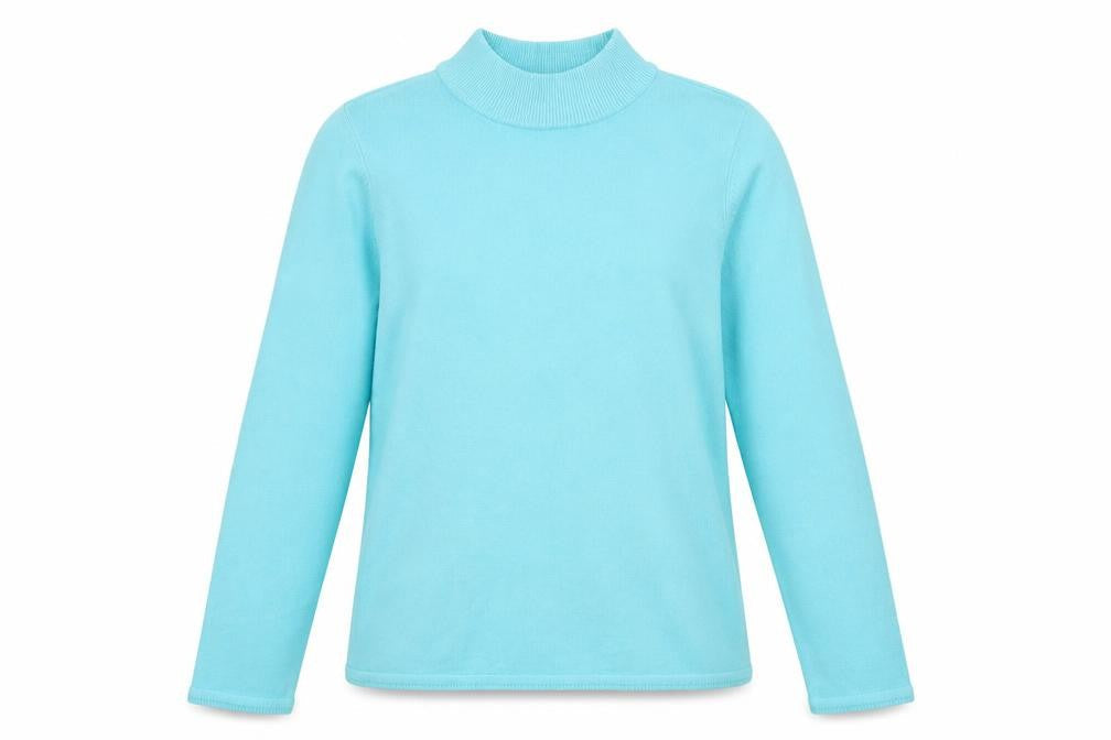 Bonmarché Womens Blue Mock Neck Acrylic Pullover Jumper Size S
