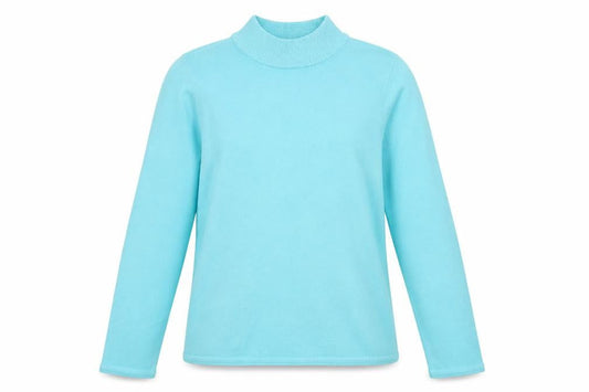 Bonmarché Womens Blue Mock Neck Acrylic Pullover Jumper Size S