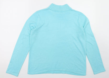 Bonmarché Womens Blue Mock Neck Acrylic Pullover Jumper Size S