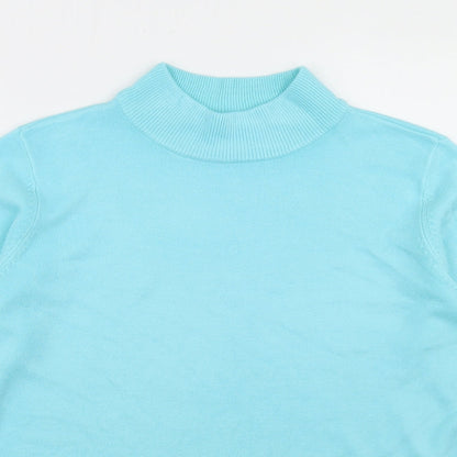 Bonmarché Womens Blue Mock Neck Acrylic Pullover Jumper Size S