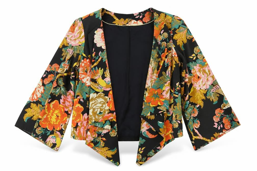 Atmosphere Womens Black Floral  Jacket  Size XS   - Flare Sleeve