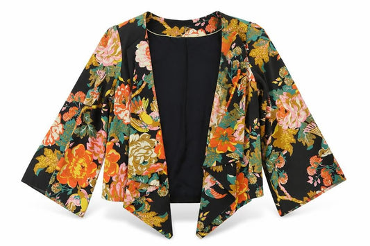 Atmosphere Womens Black Floral  Jacket  Size XS   - Flare Sleeve