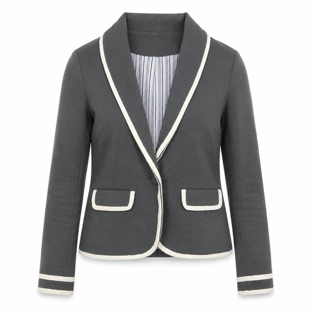 Simon Jeffrey Womens Grey  Cotton Jacket Blazer Size 10