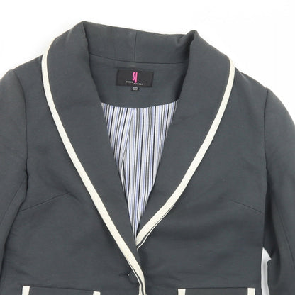 Simon Jeffrey Womens Grey  Cotton Jacket Blazer Size 10