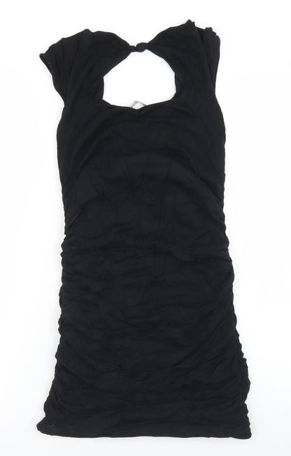 Preloved West One Womens Black  Viscose Bodycon  Size 8  Round Neck - Back