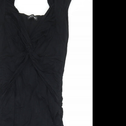 Preloved West One Womens Black  Viscose Bodycon  Size 8  Round Neck - Detail