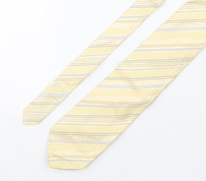 Next Mens Beige Striped Silk Pointed Tie One Size