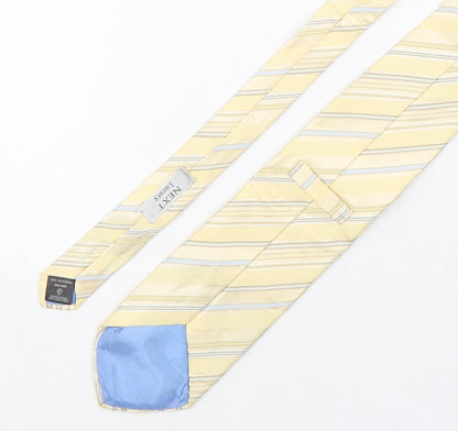 Next Mens Beige Striped Silk Pointed Tie One Size