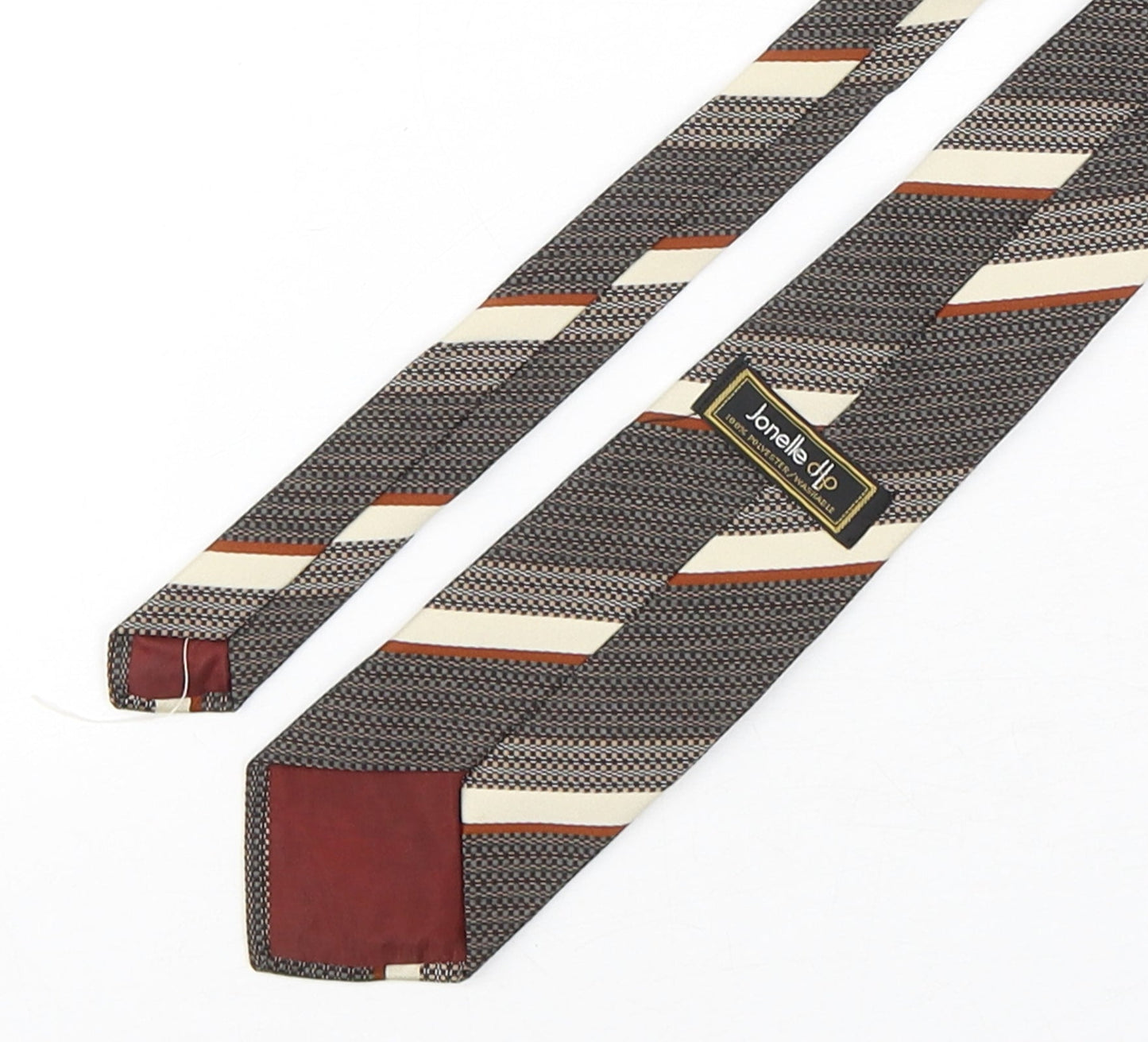 Jonelle Mens Brown Striped Polyester Pointed Tie One Size