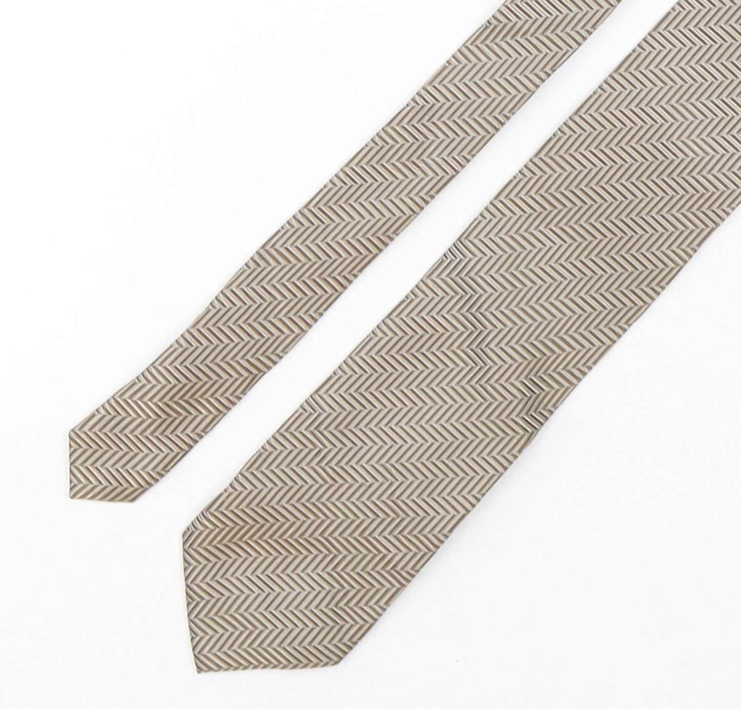 Collezione Mens Brown Geometric Silk Pointed Tie One Size