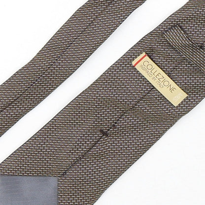 Collezione Mens Brown Geometric Silk Pointed Tie One Size