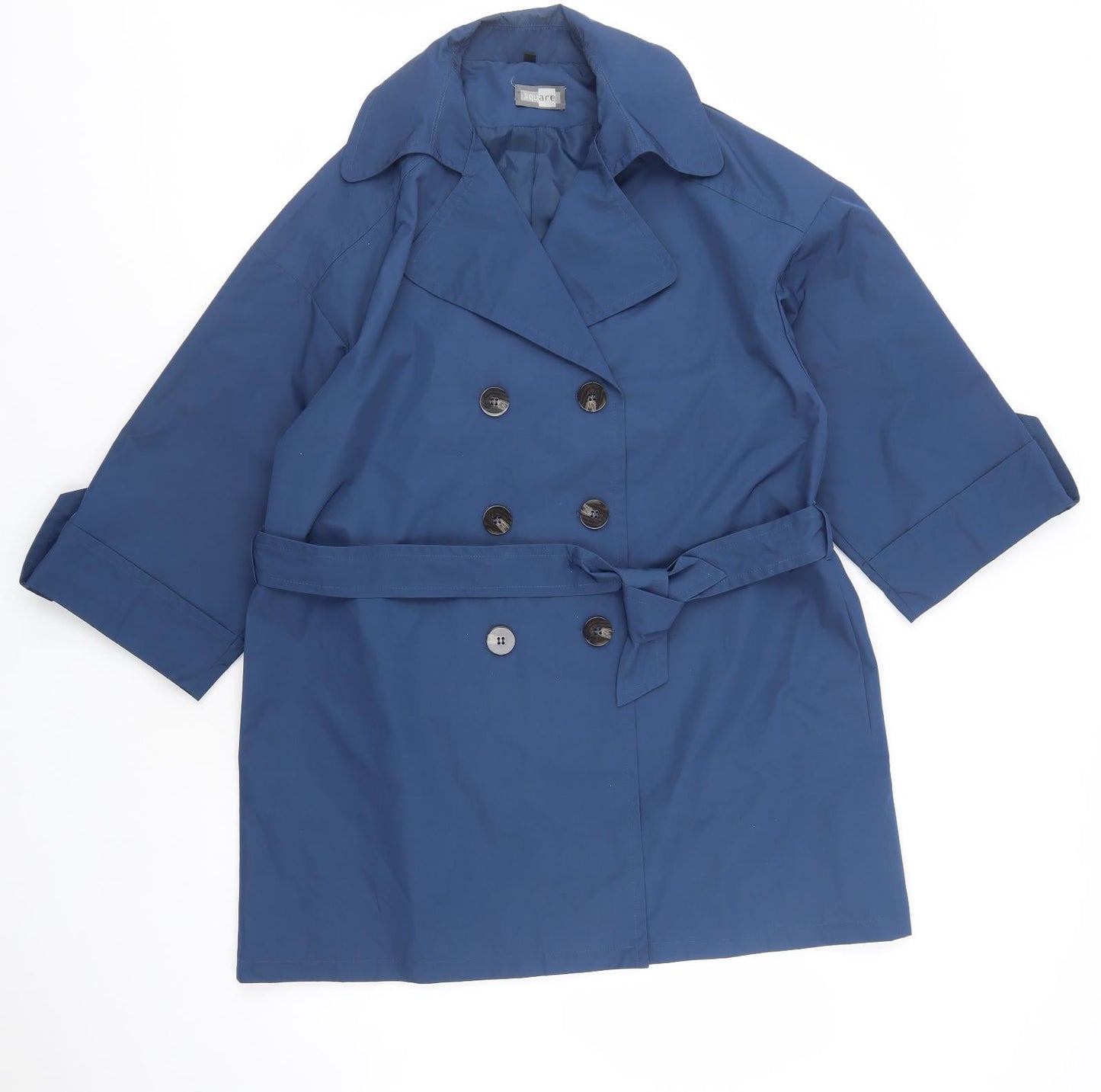 Square Womens Blue   Pea Coat Coat Size L  Button
