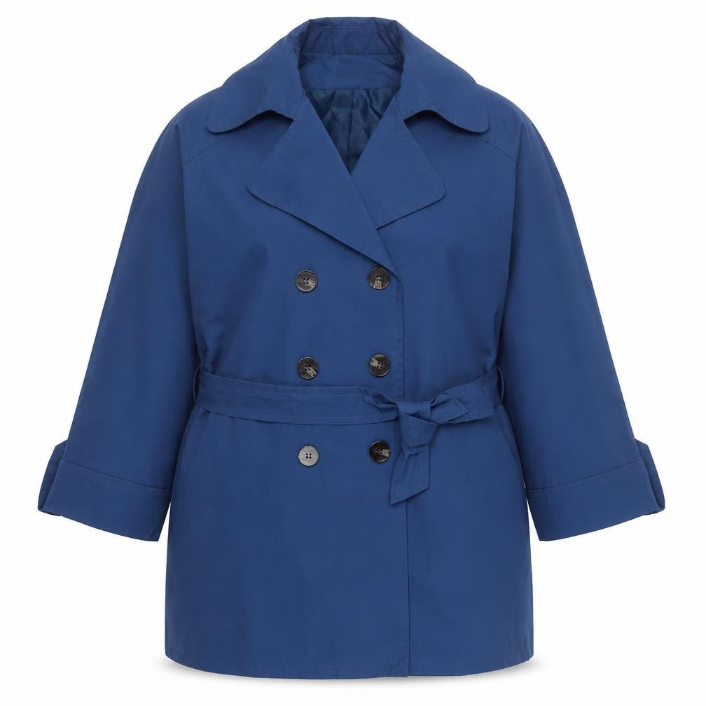 Square Womens Blue   Pea Coat Coat Size L  Button