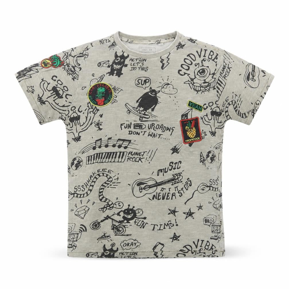 Next Boys Green Geometric Cotton Pullover T-Shirt Size 8 Years Crew Neck Pullover