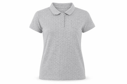 Essentials Womens Grey Polka Dot Cotton Basic Polo Size 8 Collared