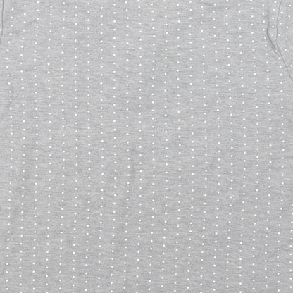 Essentials Womens Grey Polka Dot Cotton Basic Polo Size 8 Collared