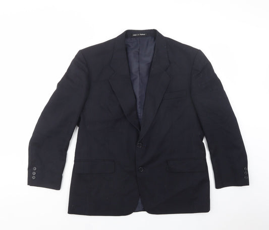 Made In England Mens Blue Striped  Jacket Blazer Size 42  Button