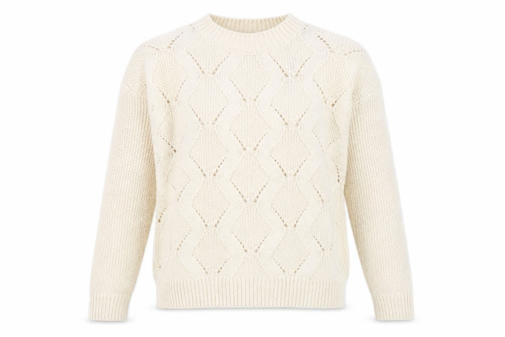 H&M Womens Beige Crew Neck  Acrylic Pullover Jumper Size S