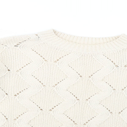 H&M Womens Beige Crew Neck  Acrylic Pullover Jumper Size S