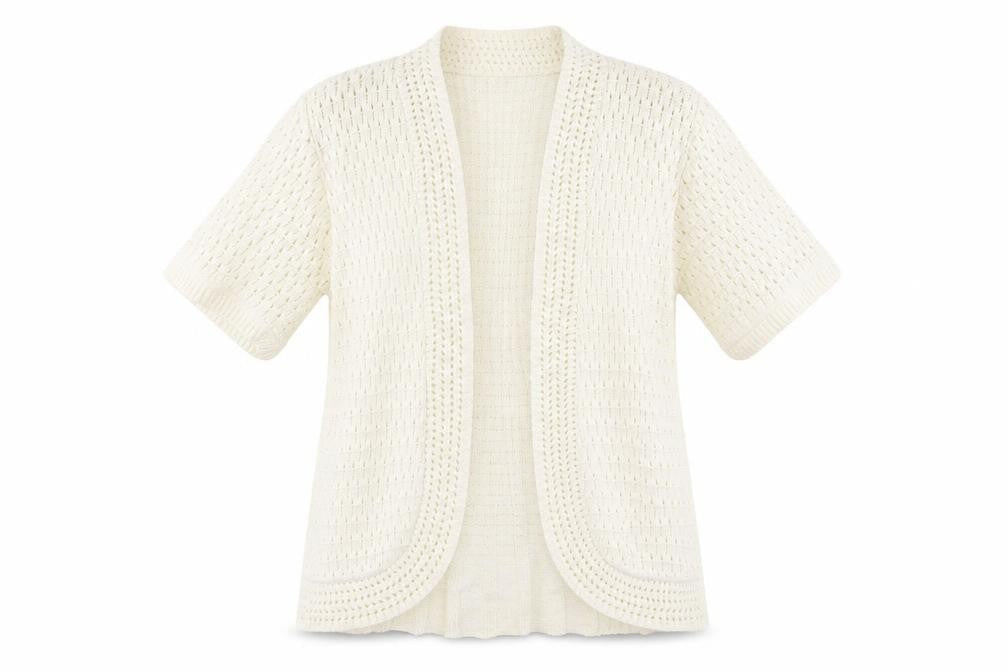 Pure & Natural Womens White V-Neck  Acrylic Cardigan Jumper Size M