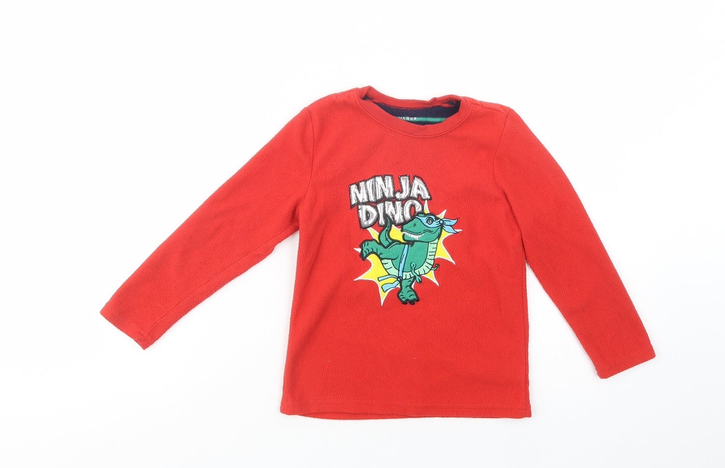 Primark Boys Red  Polyester Pullover Sweatshirt Size 4-5 Years  Pullover - Ninja Dino