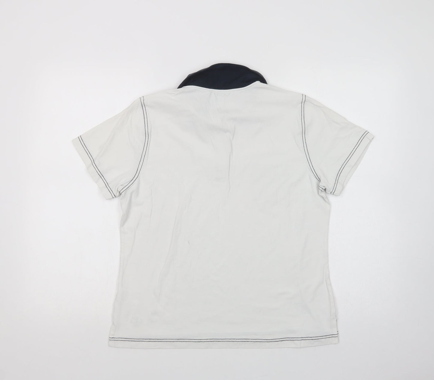 One Up Golf Womens White  Cotton Basic Polo Size L Collared