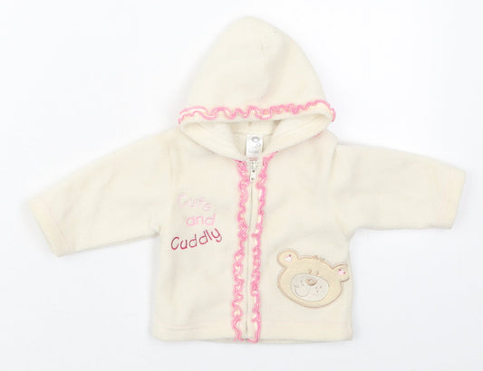 Preworn Girls Beige   Jacket  Size Newborn   Zip - Cute and Cuddly