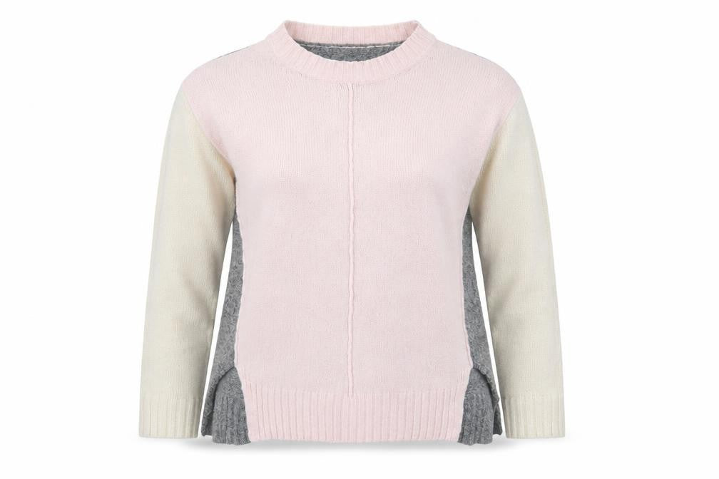 Marks & Spencer Womens Pink Crew Neck  Acrylic Pullover Jumper Size S   - Colour Block