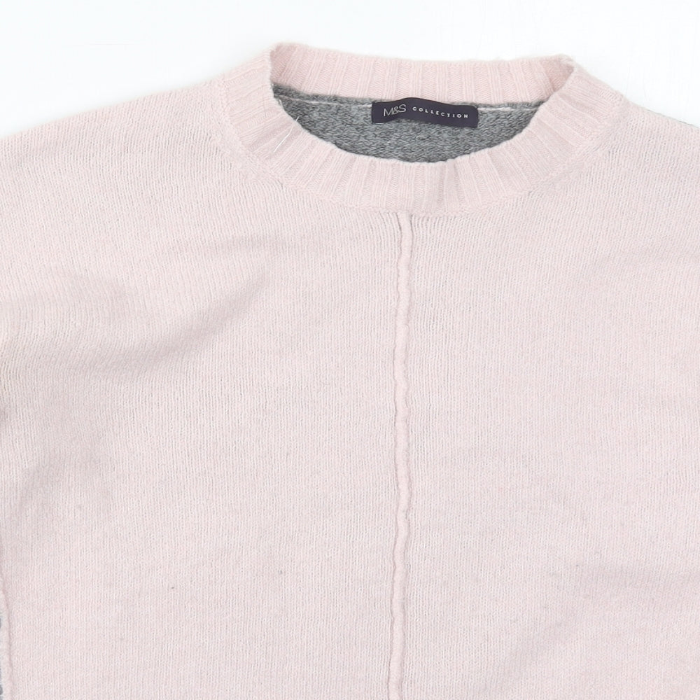 Marks and Spencer Womens Pink Crew Neck  Acrylic Pullover Jumper Size S   - Colour Block