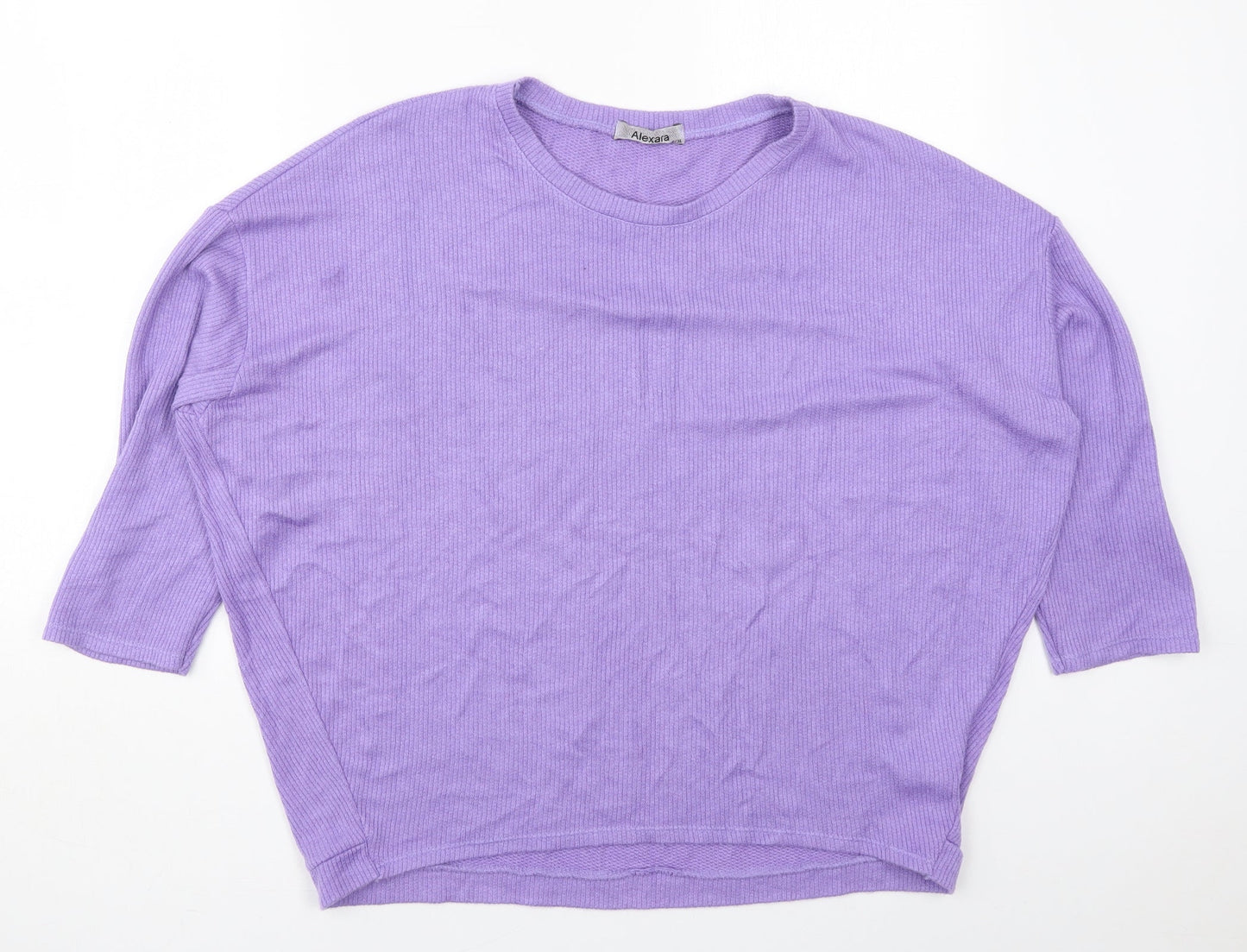 Alexara Womens Purple Round Neck  Viscose Pullover Jumper Size L