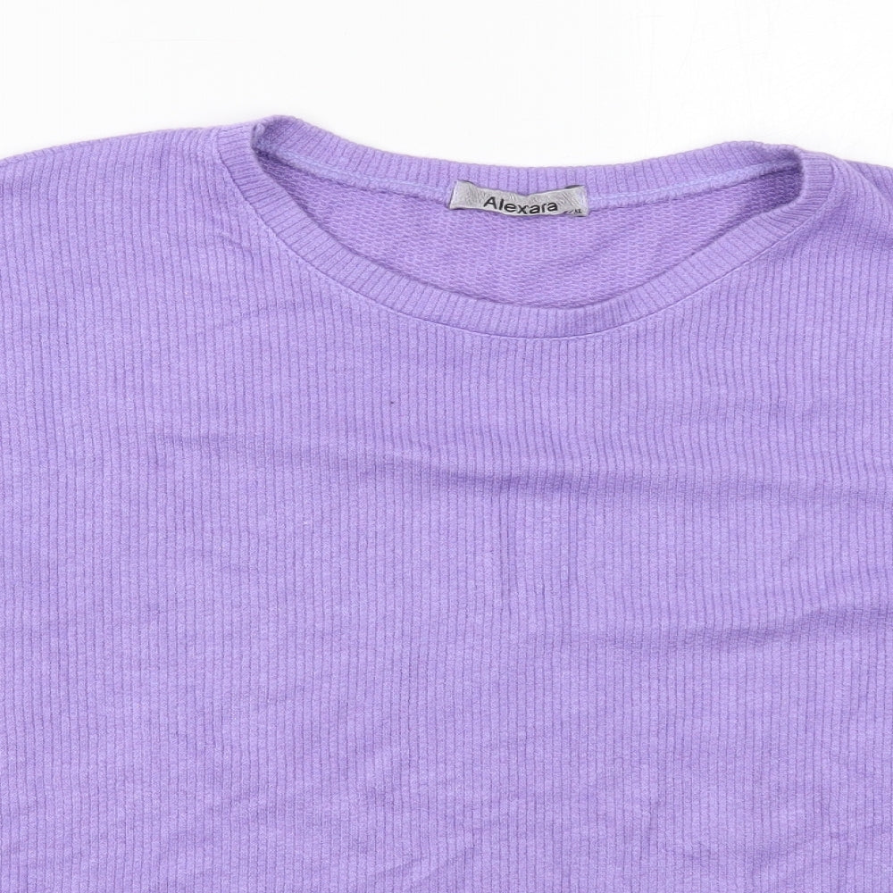 Alexara Womens Purple Round Neck  Viscose Pullover Jumper Size L