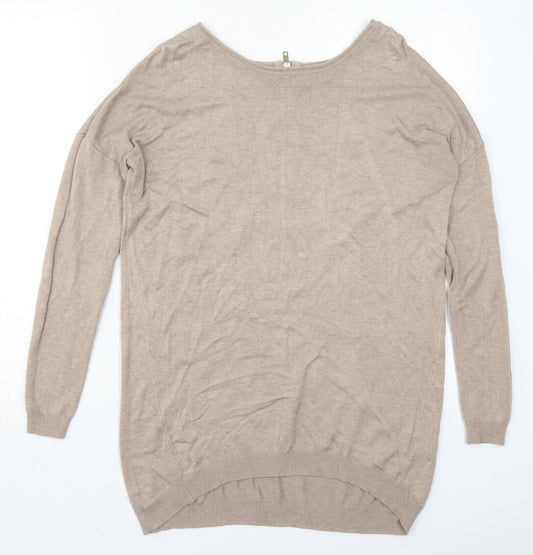 Atmosphere Womens Beige Boat Neck  Viscose Pullover Jumper Size XS