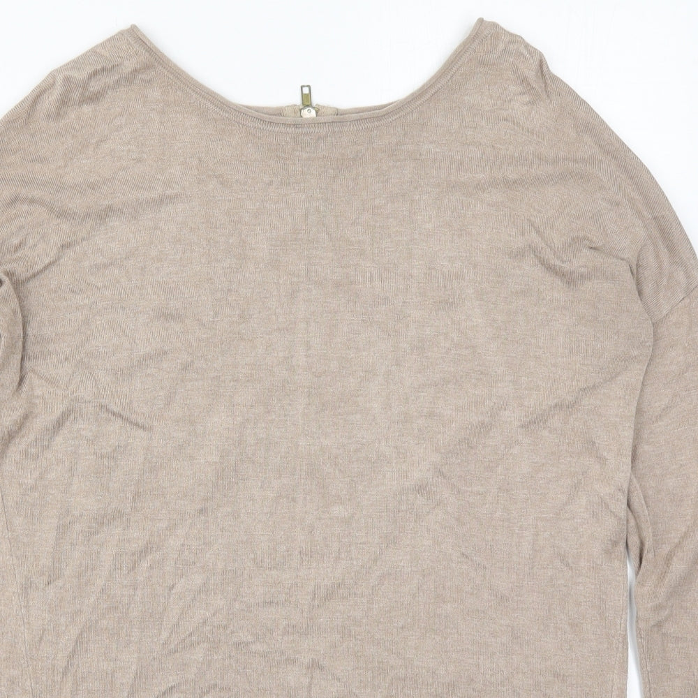 Atmosphere Womens Beige Boat Neck  Viscose Pullover Jumper Size XS