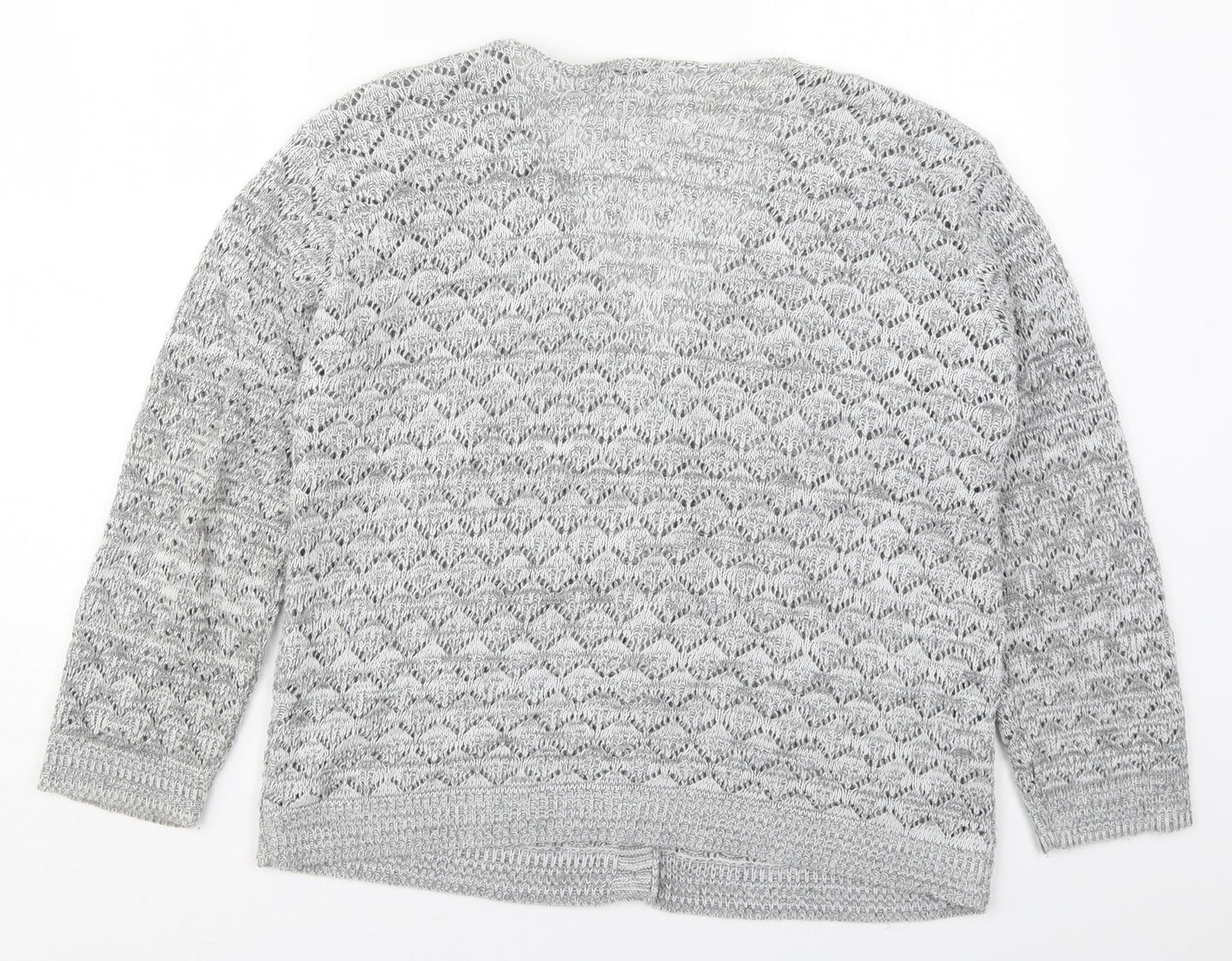 Mia Moda Womens Grey V-Neck  Acrylic Cardigan Jumper Size L