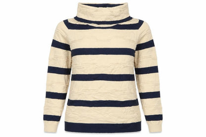 Eureca Womens Beige Roll Neck Striped Viscose Pullover Jumper Size 12
