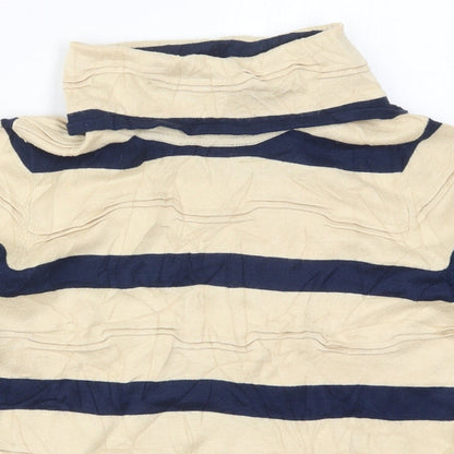 Eureca Womens Beige Roll Neck Striped Viscose Pullover Jumper Size 12