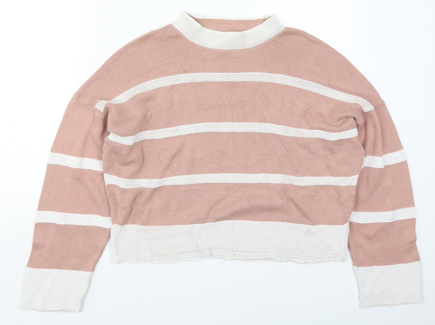 Atmosphere Womens Pink Crew Neck Striped Acrylic Pullover Jumper Size 14