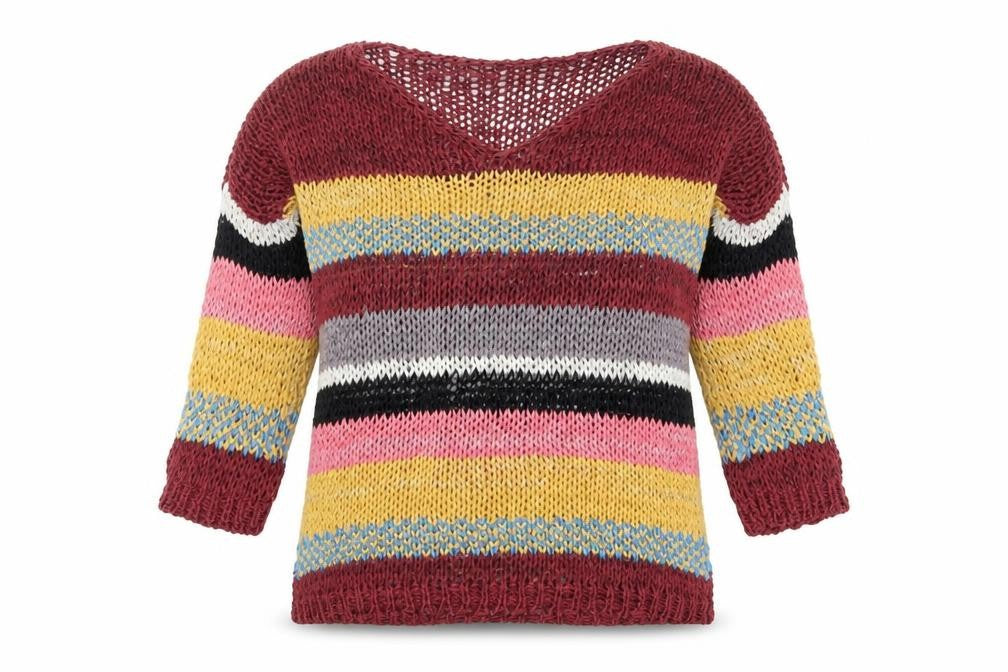 River Island Womens Multicoloured V-Neck Striped Polyester Pullover Jumper Size 10