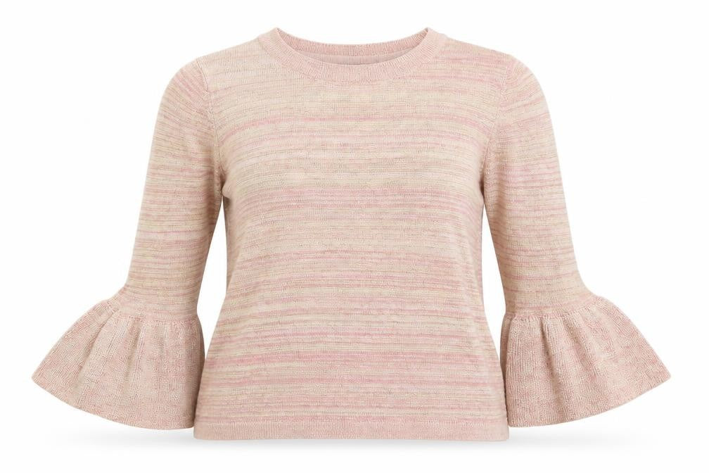 Marks & Spencer Womens Pink Crew Neck Striped Polyester Pullover Jumper Size 8