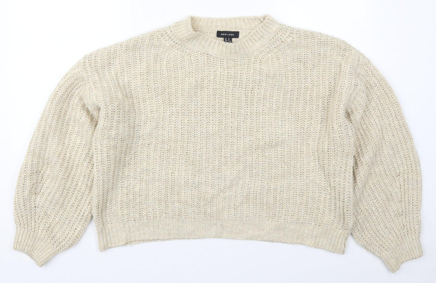 New Look Womens Beige Crew Neck  Acrylic Pullover Jumper Size M
