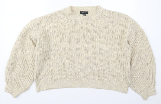 New Look Womens Beige Crew Neck  Acrylic Pullover Jumper Size M