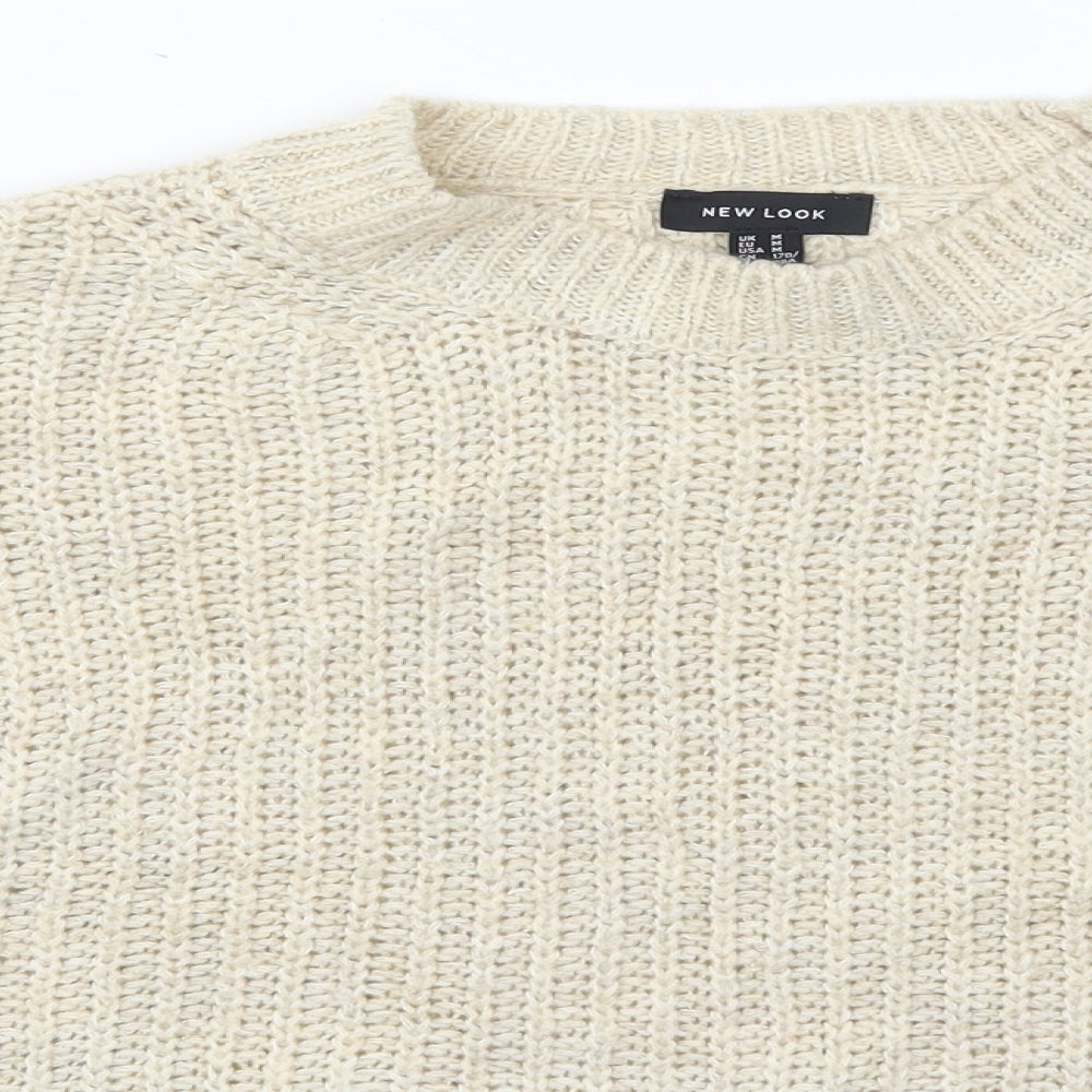 New Look Womens Beige Crew Neck  Acrylic Pullover Jumper Size M